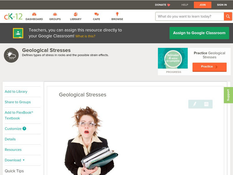 Ck 12: Earth Science: Geological Stresses Unit Plan Ck 12: Earth Science: Geological Stresses Unit Plan