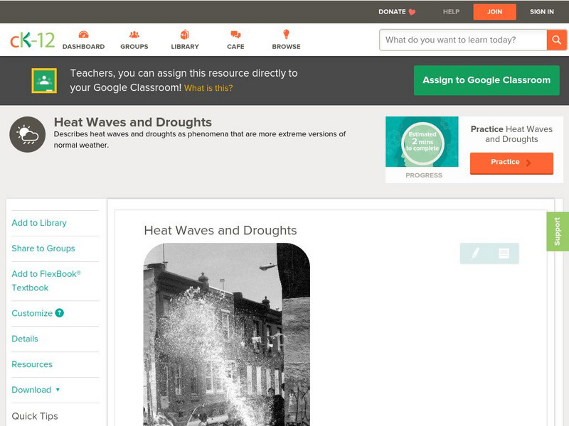 Ck 12: Earth Science: Heat Waves and Droughts Unit Plan Ck 12: Earth Science: Heat Waves and Droughts Unit Plan