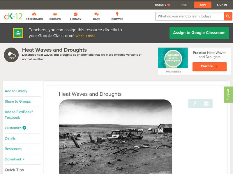 Ck 12: Earth Science: Heat Waves and Droughts Unit Plan Ck 12: Earth Science: Heat Waves and Droughts Unit Plan