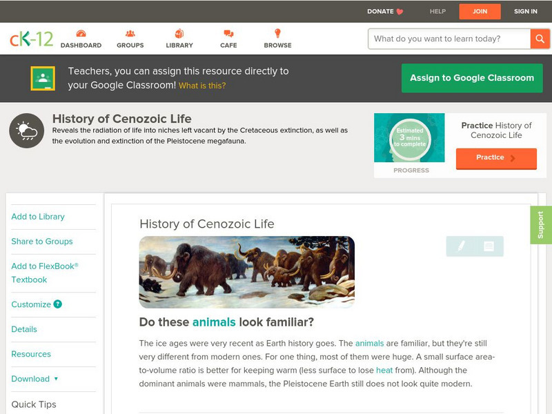 Ck 12: Earth Science: History of Cenozoic Life Unit Plan Ck 12: Earth Science: History of Cenozoic Life Unit Plan