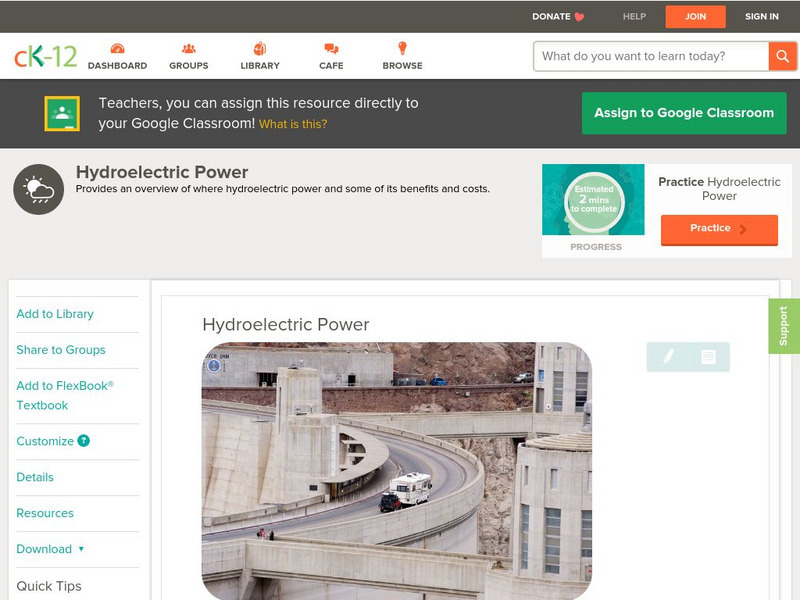 Ck 12: Earth Science: Hydroelectric Power Unit Plan Ck 12: Earth Science: Hydroelectric Power Unit Plan