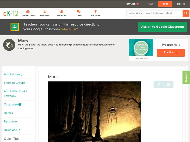 Ck 12: Earth Science: Mars Unit Plan Ck 12: Earth Science: Mars Unit Plan