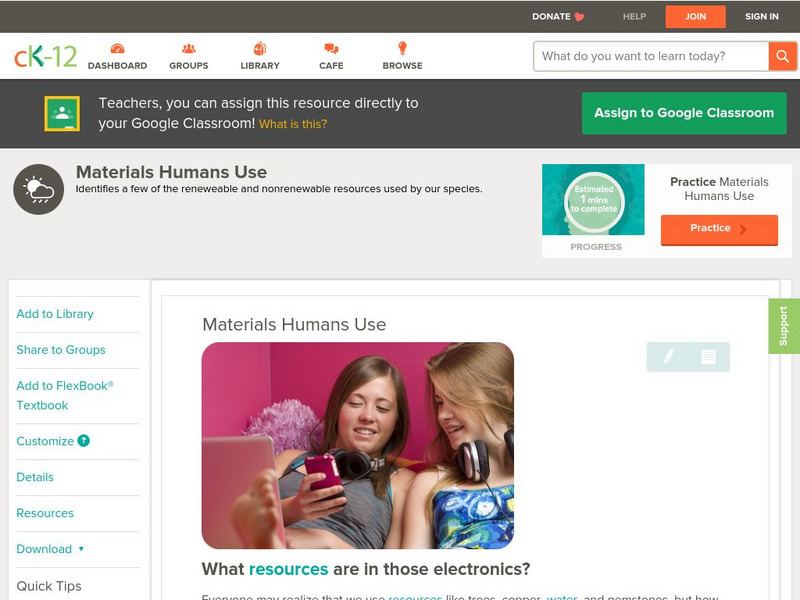 Ck 12: Earth Science: Materials Humans Use Unit Plan Ck 12: Earth Science: Materials Humans Use Unit Plan