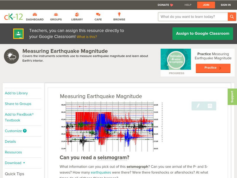 Ck 12: Earth Science: Measuring Earthquake Magnitude Unit Plan Ck 12: Earth Science: Measuring Earthquake Magnitude Unit Plan