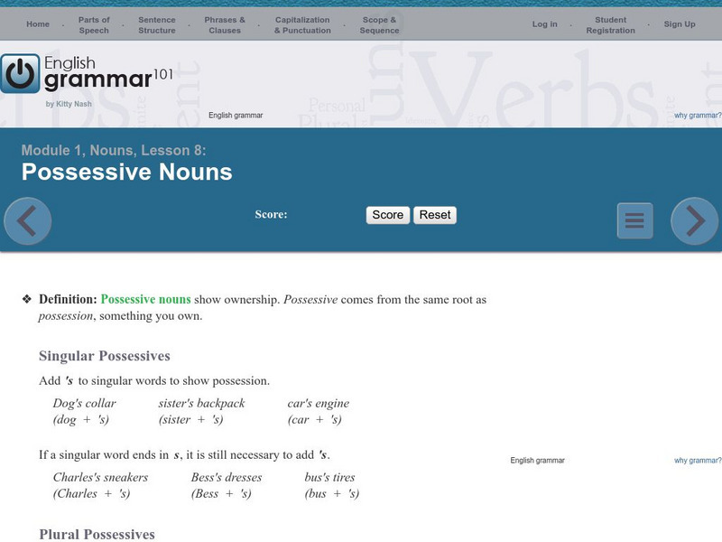 English Grammar 101: Possessive Nouns Handout English Grammar 101: Possessive Nouns Handout