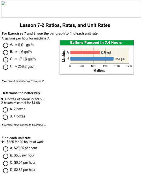 Holt, Rinehart and Winston: Homework Help Independent Practice: Ratios, Rates and Unit Rates Unknown Type Holt, Rinehart and Winston: Homework Help Independent Practice: Ratios, Rates and Unit Rates Unknown Type