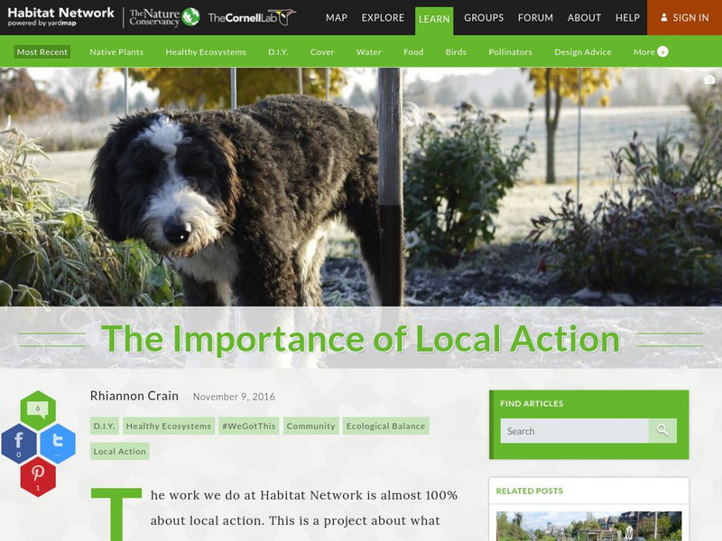 Habitat Network: The Importance of Local Action Article Habitat Network: The Importance of Local Action Article