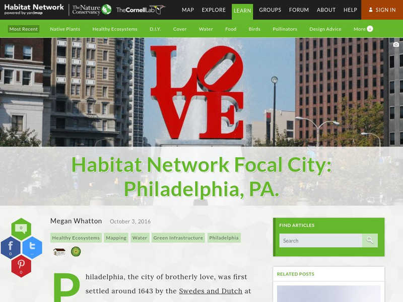 Habitat Network: Habitat Network Focal City: Philadelphia, Pa Article Habitat Network: Habitat Network Focal City: Philadelphia, Pa Article