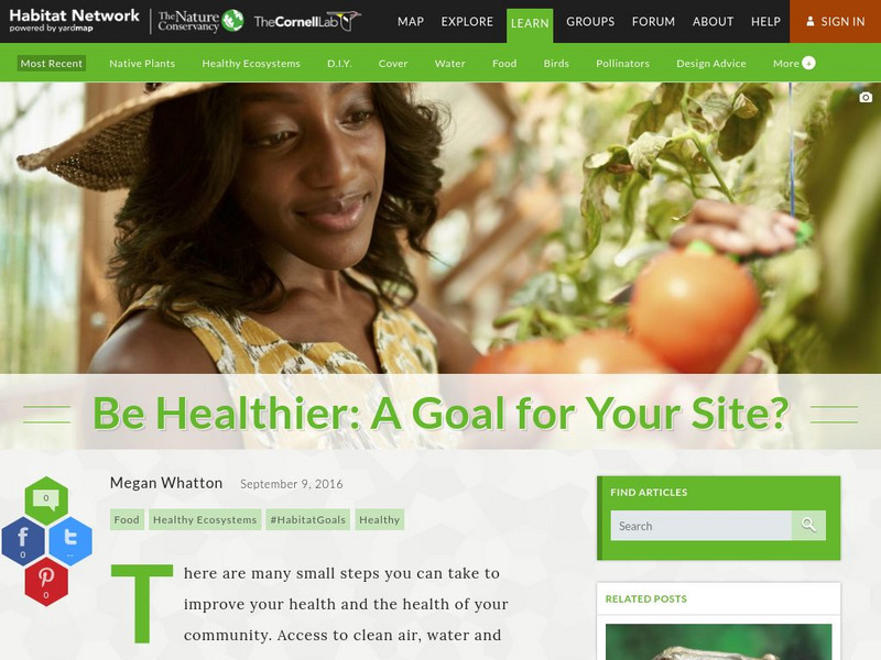 Habitat Network: Be Healthier: A Goal for Your Site? Article Habitat Network: Be Healthier: A Goal for Your Site? Article