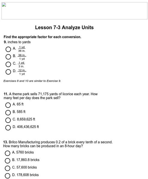 Holt, Rinehart and Winston: Homework Help Independent Practice: Analyze Units Unknown Type Holt, Rinehart and Winston: Homework Help Independent Practice: Analyze Units Unknown Type