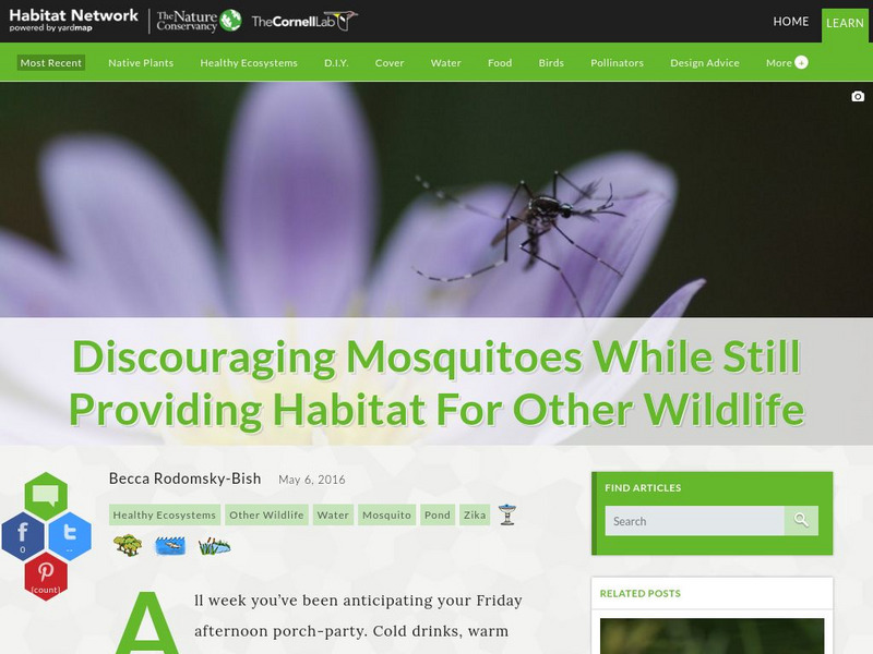 Habitat Network: Discouraging Mosquitoes and Providing Habitat for Wildlife Article Habitat Network: Discouraging Mosquitoes and Providing Habitat for Wildlife Article