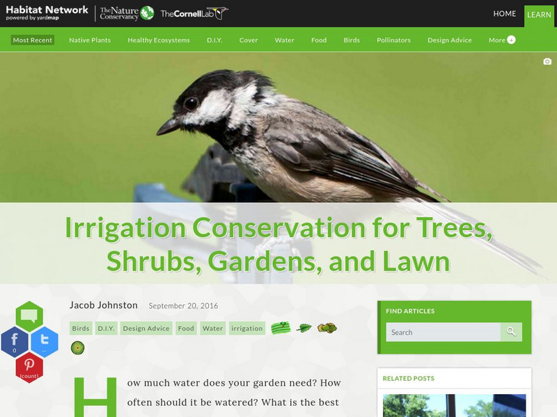 Habitat Network: Irrigation Conservation for Trees, Shrubs, Gardens, and Lawn Article Habitat Network: Irrigation Conservation for Trees, Shrubs, Gardens, and Lawn Article