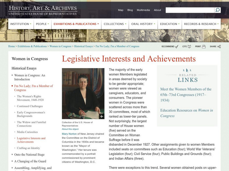 History, Art, and Archives: Legislative Interests and Achievements Website History, Art, and Archives: Legislative Interests and Achievements Website