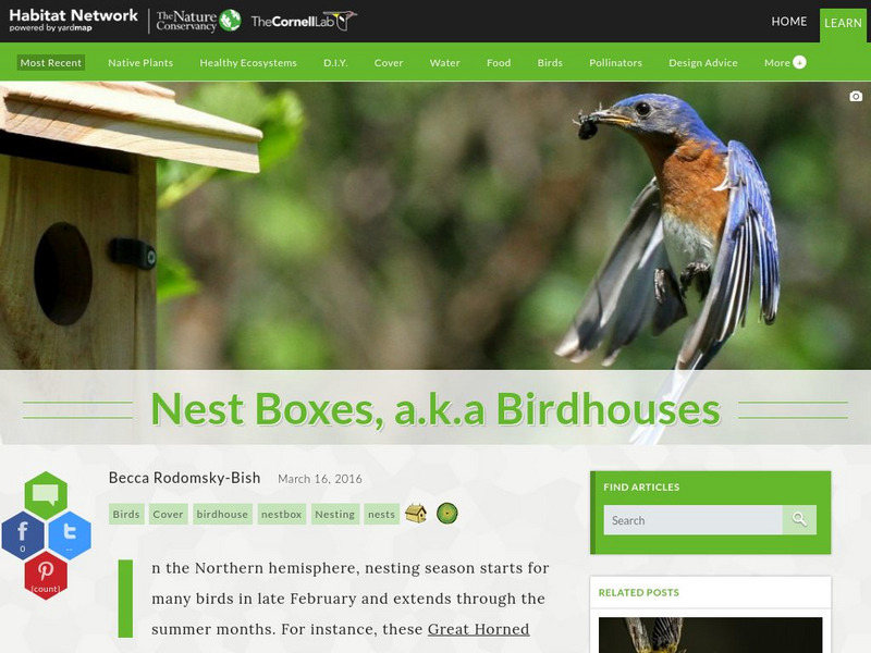 Habitat Network: Nest Boxes, a.k.a Birdhouses Article Habitat Network: Nest Boxes, a.k.a Birdhouses Article
