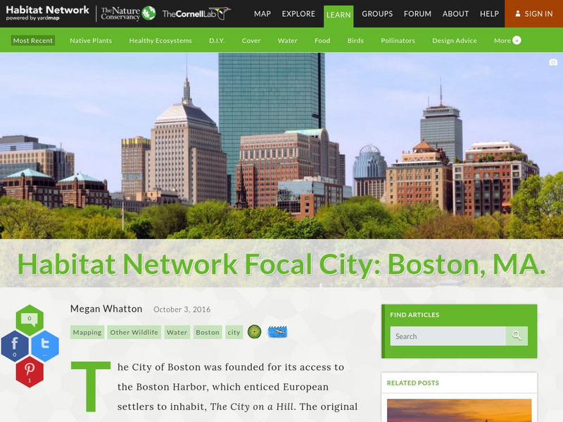 Habitat Network: Habitat Network Focal City: Boston, Ma. Article Habitat Network: Habitat Network Focal City: Boston, Ma. Article