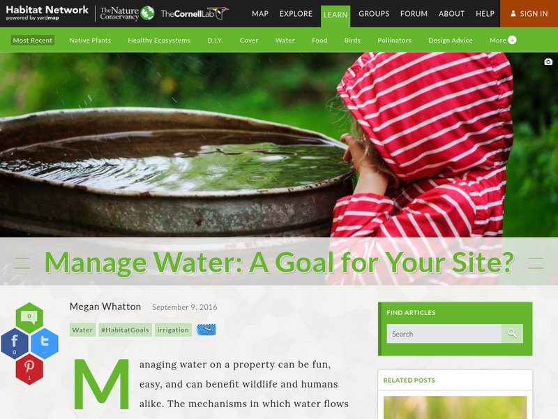 Habitat Network: Manage Water: A Goal for Your Site? Article Habitat Network: Manage Water: A Goal for Your Site? Article