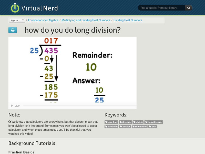 Virtual Nerd: How Do You Do Long Division? Instructional Video Virtual Nerd: How Do You Do Long Division? Instructional Video
