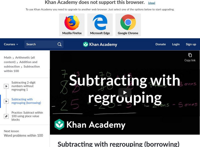 Khan Academy: Subtracting With Regrouping (Borrowing) Instructional Video Khan Academy: Subtracting With Regrouping (Borrowing) Instructional Video
