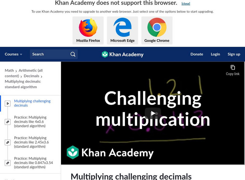 Khan Academy: Multiplying Challenging Decimals Instructional Video Khan Academy: Multiplying Challenging Decimals Instructional Video