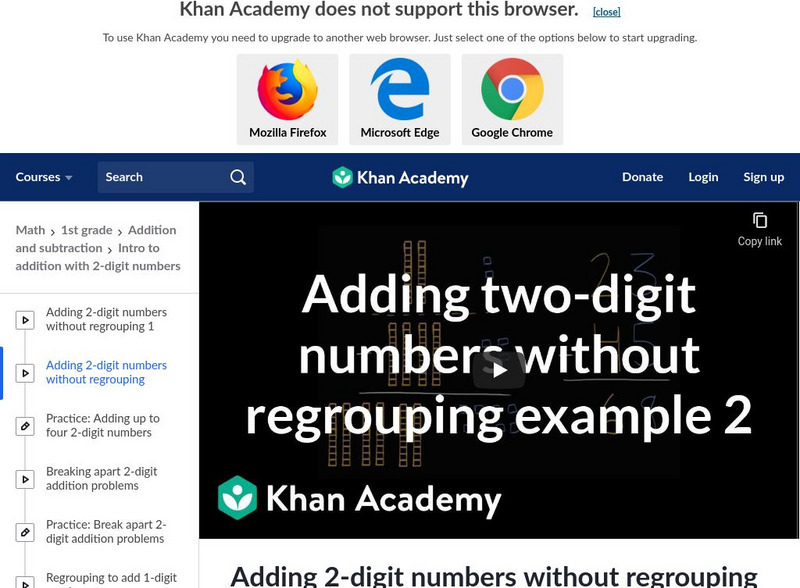 Khan Academy: Adding 2 Digit Numbers Without Regrouping 2 Instructional Video Khan Academy: Adding 2 Digit Numbers Without Regrouping 2 Instructional Video