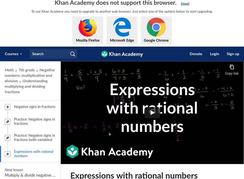 Khan Academy: Expressions With Rational Numbers Instructional Video Khan Academy: Expressions With Rational Numbers Instructional Video