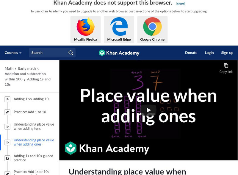 Khan Academy: Understanding Place Value When Adding Ones Instructional Video Khan Academy: Understanding Place Value When Adding Ones Instructional Video