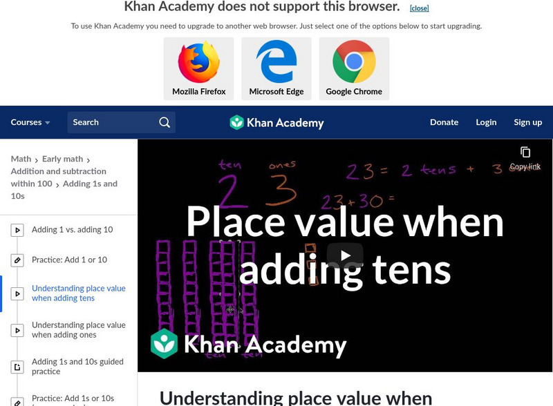 Khan Academy: Understand Place Value When Adding Ten Instructional Video Khan Academy: Understand Place Value When Adding Ten Instructional Video