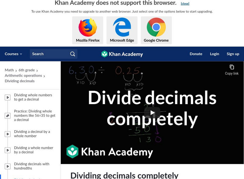 Khan Academy: Dividing Decimals Completely Instructional Video Khan Academy: Dividing Decimals Completely Instructional Video