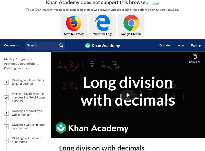 Khan Academy: Long Division With Decimals Instructional Video Khan Academy: Long Division With Decimals Instructional Video
