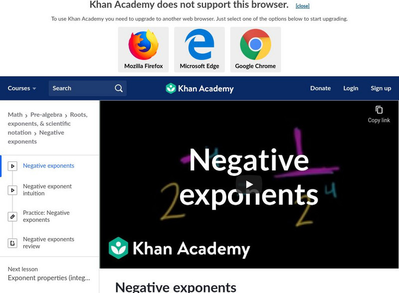 Khan Academy: Negative Exponents Instructional Video Khan Academy: Negative Exponents Instructional Video