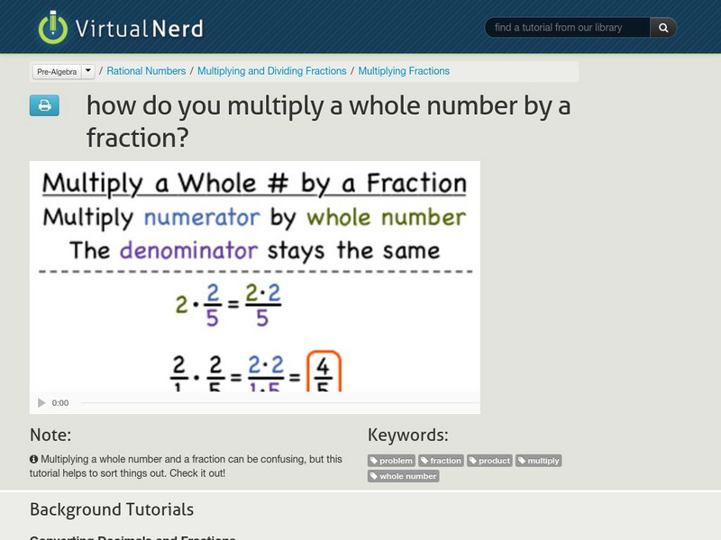 Virtual Nerd: How Do You Multiply a Whole Number by a Fraction? Instructional Video Virtual Nerd: How Do You Multiply a Whole Number by a Fraction? Instructional Video