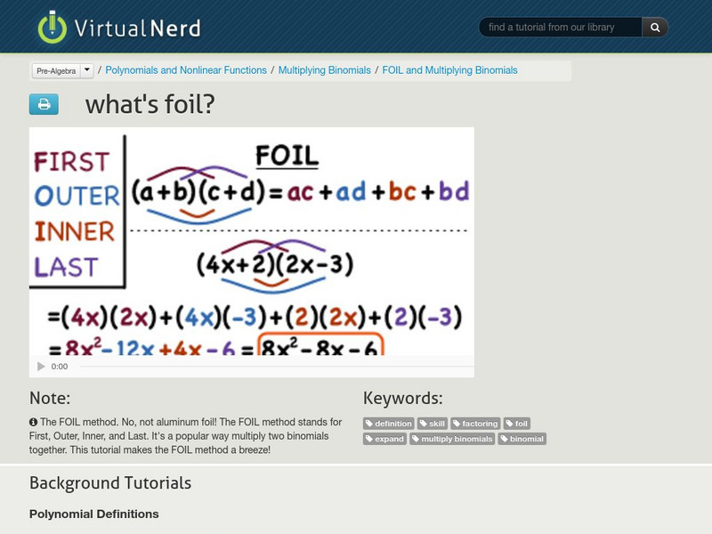 Virtual Nerd: What's Foil? Instructional Video Virtual Nerd: What's Foil? Instructional Video