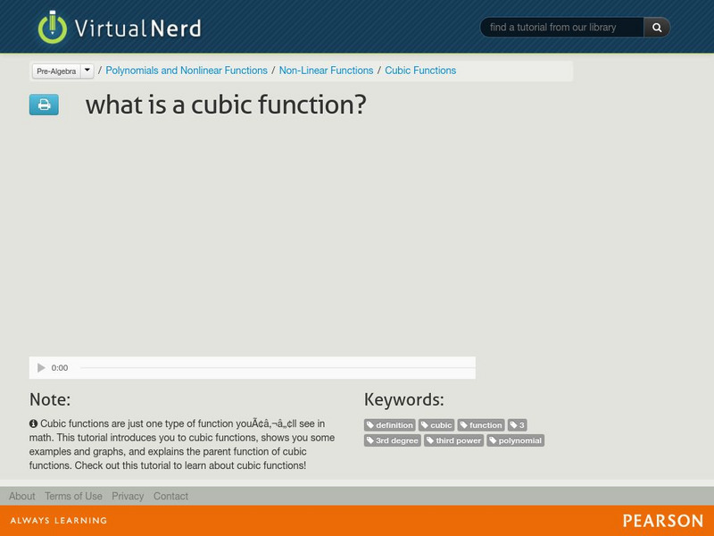 Virtual Nerd: What Is a Cubic Function? Instructional Video Virtual Nerd: What Is a Cubic Function? Instructional Video