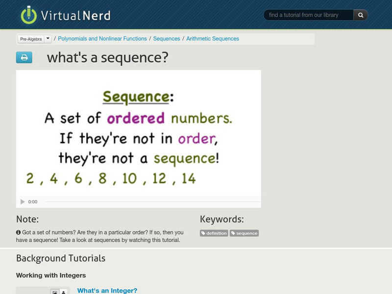 Virtual Nerd: What's a Sequence? Instructional Video Virtual Nerd: What's a Sequence? Instructional Video