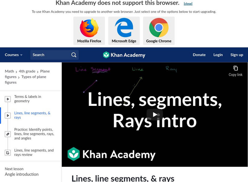 Khan Academy: Lines, Line Segments, and Rays Instructional Video Khan Academy: Lines, Line Segments, and Rays Instructional Video