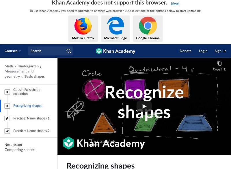 Khan Academy: Recognizing Shapes Instructional Video Khan Academy: Recognizing Shapes Instructional Video