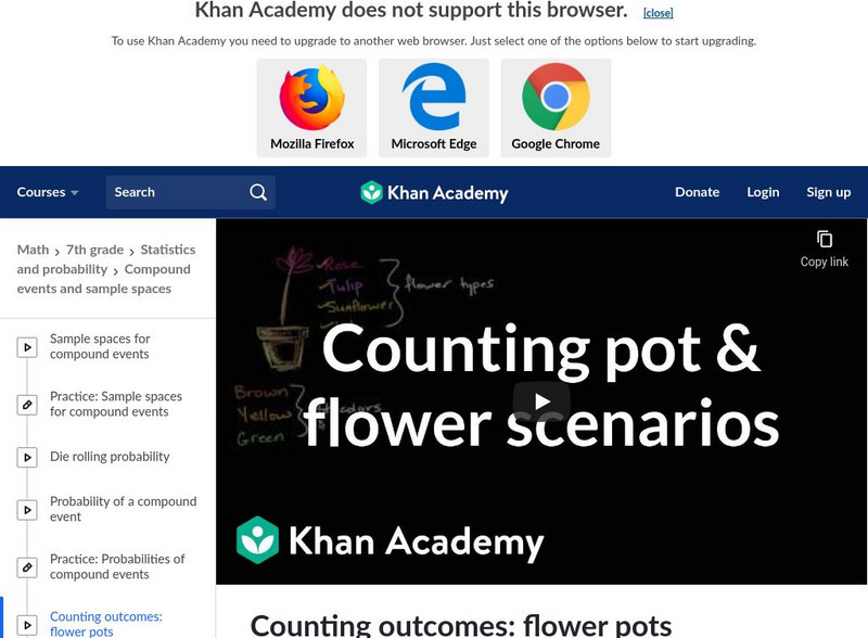 Khan Academy: Counting Outcomes: Flower Pots Instructional Video Khan Academy: Counting Outcomes: Flower Pots Instructional Video