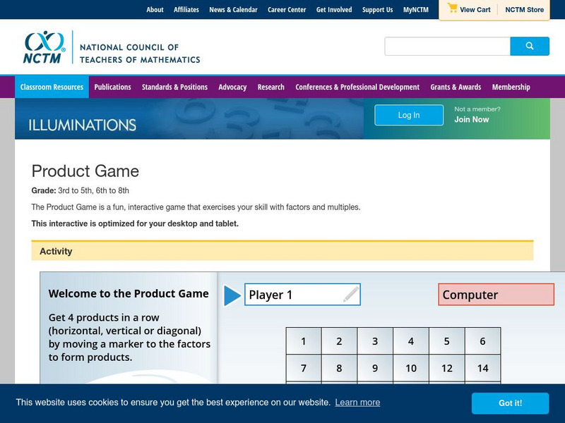 Nctm: Illuminations: The Product Game Lesson Plan Nctm: Illuminations: The Product Game Lesson Plan