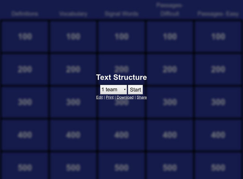 Jeopardy Labs: Text Structure Interactive
