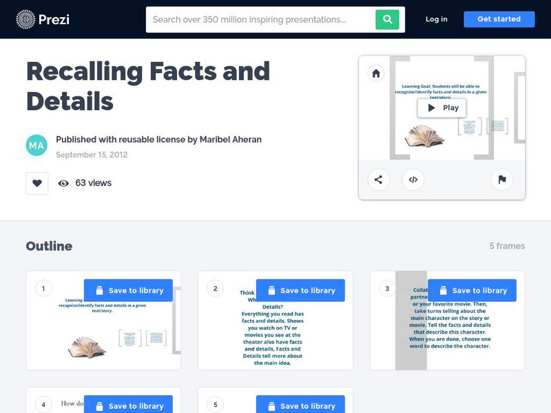 Prezi: Recalling Facts and Details PPT Prezi: Recalling Facts and Details PPT