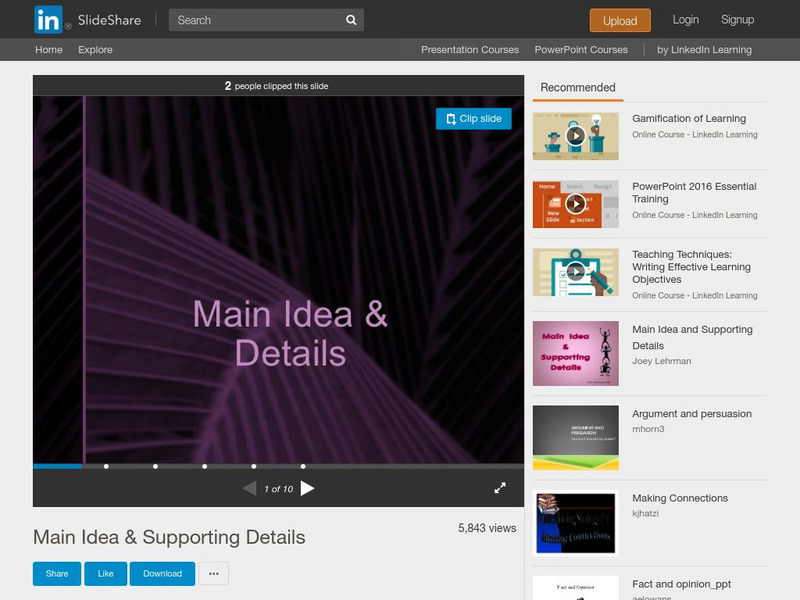 Slide Share: Main Idea & Supporting Detail PPT