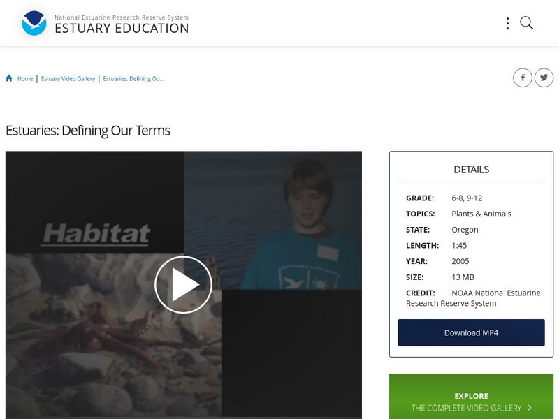 Noaa: Estuary Education: Estuaries: Defining Our Terms Instructional Video Noaa: Estuary Education: Estuaries: Defining Our Terms Instructional Video