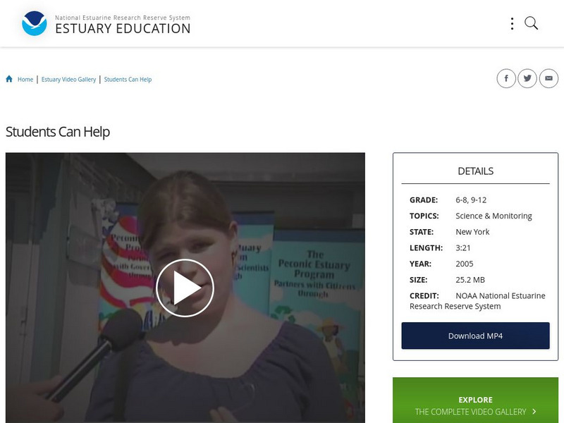 Noaa: Estuary Education: Students Can Help Instructional Video Noaa: Estuary Education: Students Can Help Instructional Video