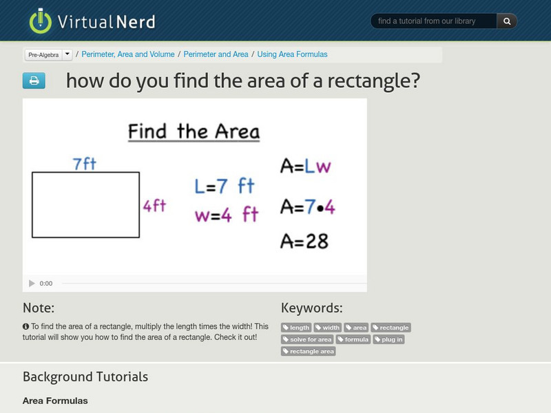 Virtual Nerd: How Do You Find the Area of a Rectangle? Instructional Video Virtual Nerd: How Do You Find the Area of a Rectangle? Instructional Video