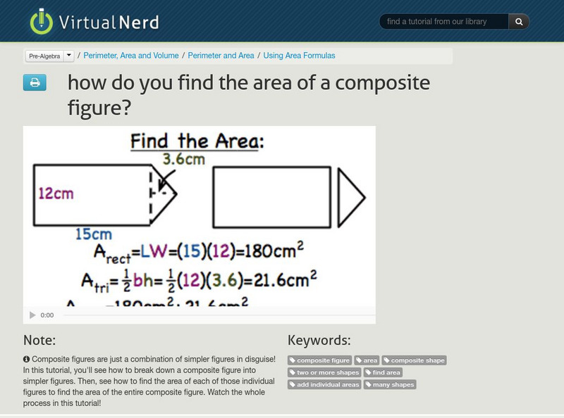 Virtual Nerd: How Do You Find the Area of a Composite Figure? Instructional Video