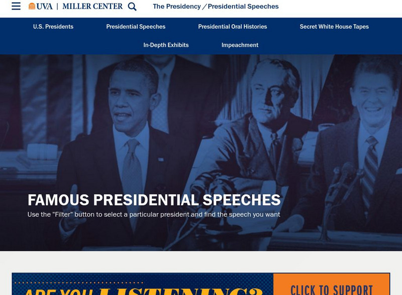 Miller Center at Uva: u.s. Presidents: Presidential Speech Archive Website