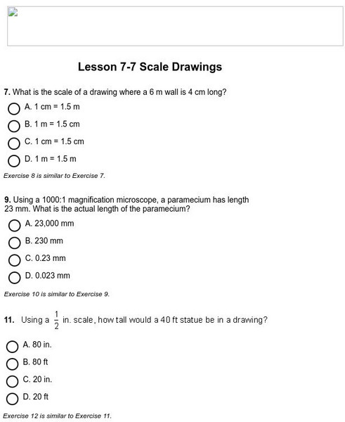 Holt, Rinehart and Winston: Homework Help Independent Practice: Scale Drawings Unknown Type Holt, Rinehart and Winston: Homework Help Independent Practice: Scale Drawings Unknown Type