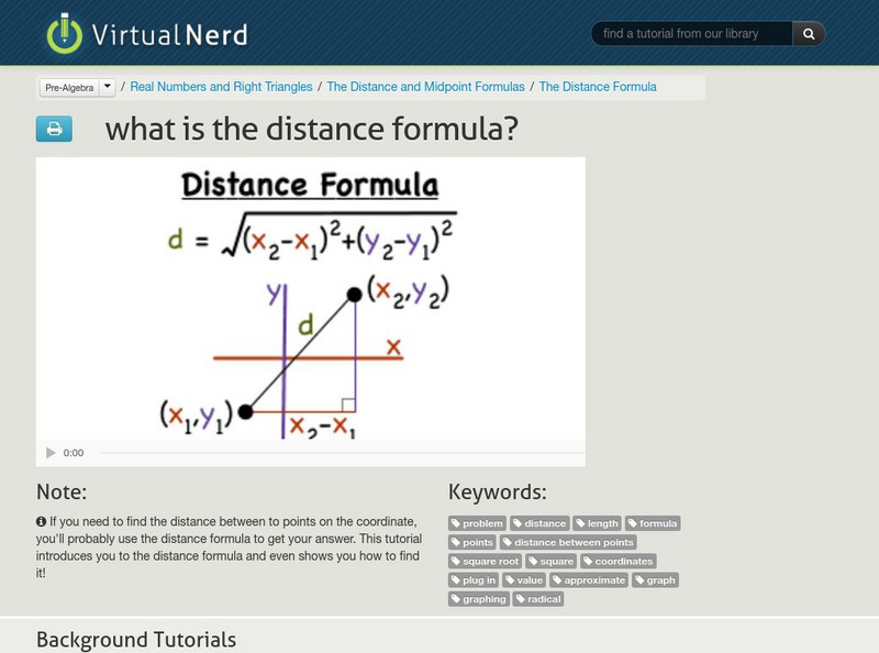Virtual Nerd: What Is the Distance Formula? Instructional Video