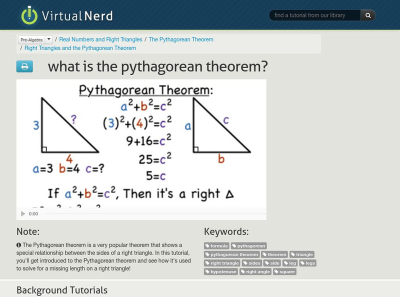 Virtual Nerd: What Is the Pythagorean Theorem? Instructional Video Virtual Nerd: What Is the Pythagorean Theorem? Instructional Video