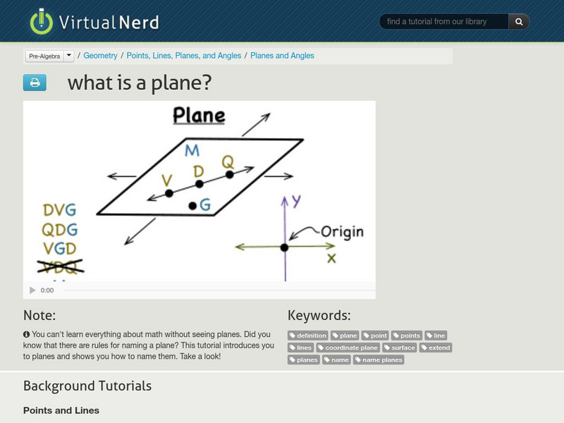 Virtual Nerd: What Is a Plane? Instructional Video